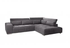 Ecksofa - dunkelgrau - Ottomane rechts