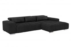 Ecksofa - schwarz - Recamiere rechts