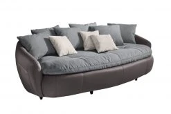 Big-Sofa - silber-grau - schlamm - mit Kissen