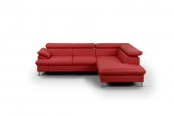 Ecksofa - rot - Kunstleder - Ottomane rechts