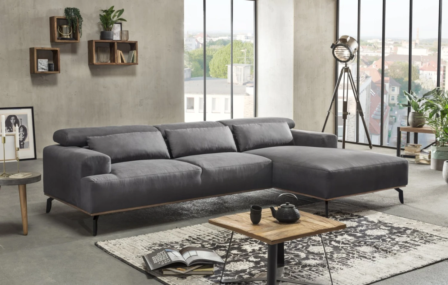 Ecksofa - steel - Microfaser - Recamiere rechts 3 Ecksofa - steel - Microfaser - Recamiere rechts – Bild 3