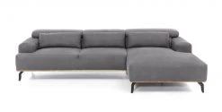 Ecksofa - steel - Microfaser - Recamiere rechts