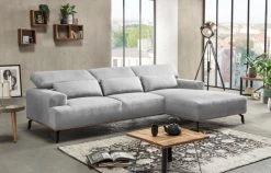 Ecksofa - silber - Microfaser - Recamiere rechts -Wohnzimmer Verkäufe 9003622600 04 1600Wx1600H