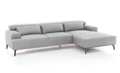 Ecksofa - silber - Microfaser - Recamiere rechts