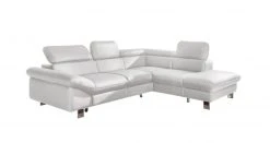 Ecksofa - white - Liegefunktion - Ottomane rechts