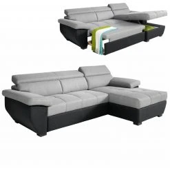 Ecksofa - grau-schwarz - Liegefunktion - Recmiere rechts