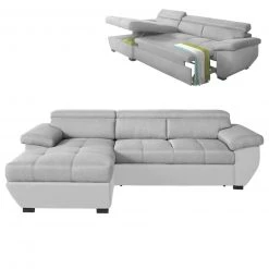 Ecksofa - grau-silber - Liegefunktion - Recamiere links