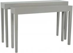 2-teiliges Tischset JANNIS - hellgrau Hochglanz - 130x34 cm