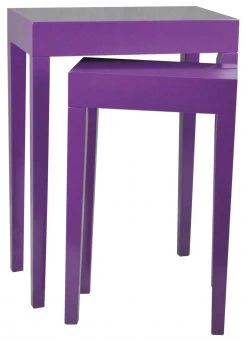 2er-Set Beistelltisch ALEXANDROS - lila Hochglanz - 58x33 cm