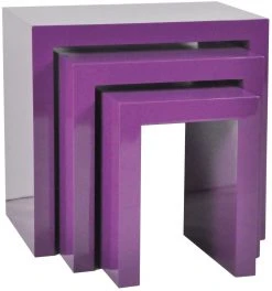 3er-Set Beistelltisch IKAROS - lila - Hochglanz