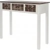 Konsolentisch - weiß-braun - 3 Schubladen - 90 cm breit