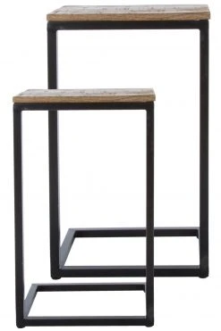 2er-Set Beistelltisch SHIRIN - natur-schwarz - Mango massiv