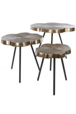 3er-Set Beistelltisch MADINA - Messing