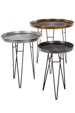 3er-Set Beistelltisch ALICIA - silber-grau-bronze