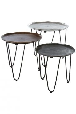 3er-Set Beistelltische KAPUR - silber-grau-bronze