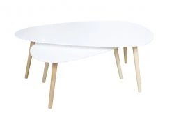 2er-Set Couchtisch - weiß - teilmassiv