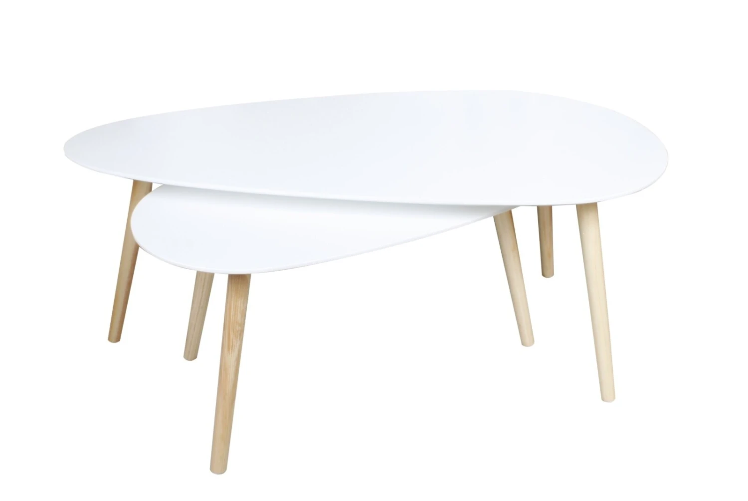 2er-Set Couchtisch - weiß - teilmassiv 1 2er-Set Couchtisch - weiß - teilmassiv