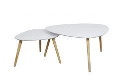 2er-Set Couchtisch - weiß - teilmassiv