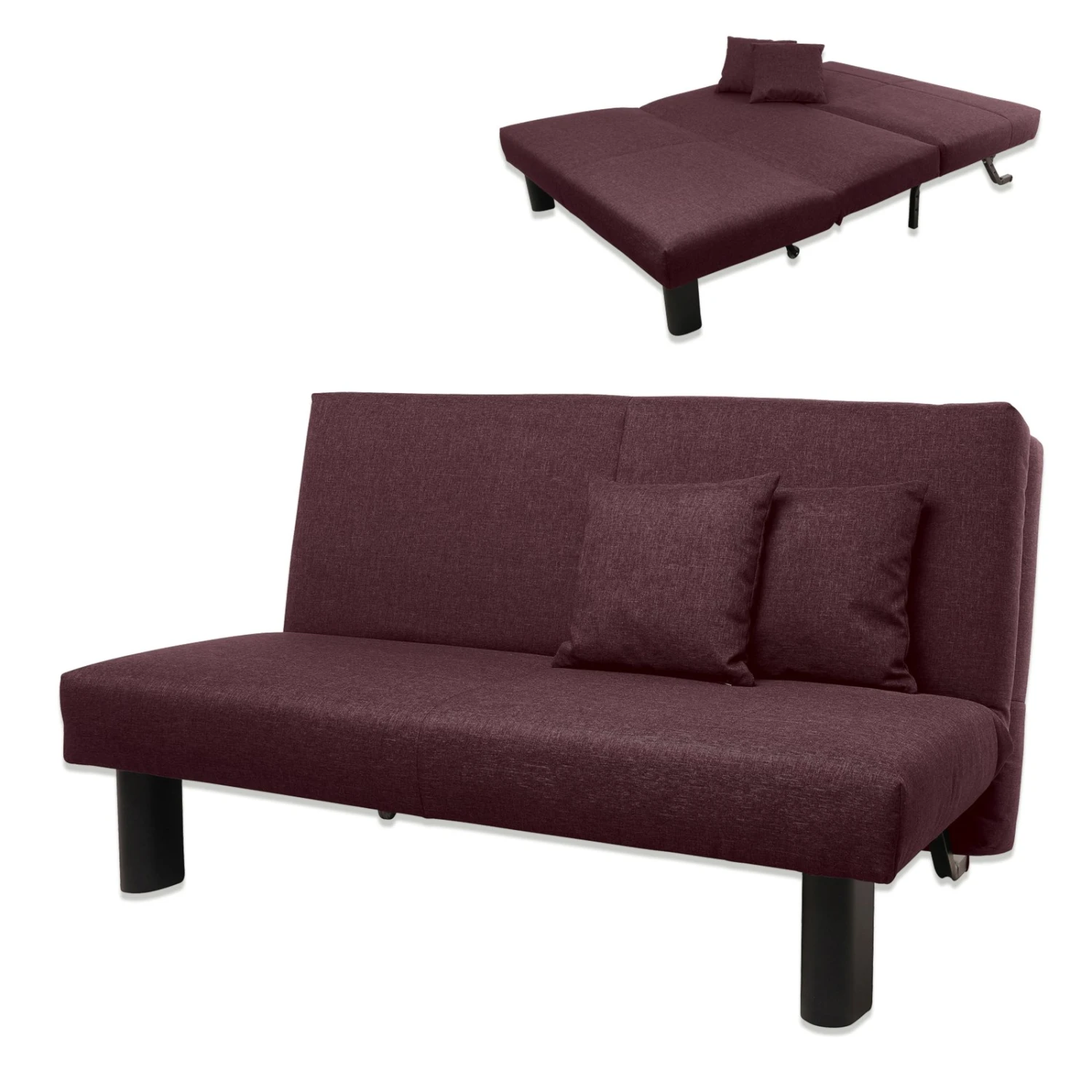 Max Winzer Schlafsofa - burgund-schwarz - Flachgewebe 6 Max Winzer Schlafsofa - burgund-schwarz - Flachgewebe – Bild 6