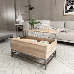 Couchtisch - natur-schwarz - Holz-Eisen -Wohnzimmer Verkäufe 9003768600 04 1600Wx1600H