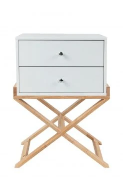 Schränkchen VALERIE - weiß-braun - 2 Schubkästen - 56 cm