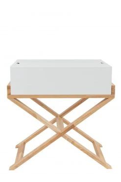 Schränkchen VALERIE - weiß-braun - mit Klappdeckel - 56 cm