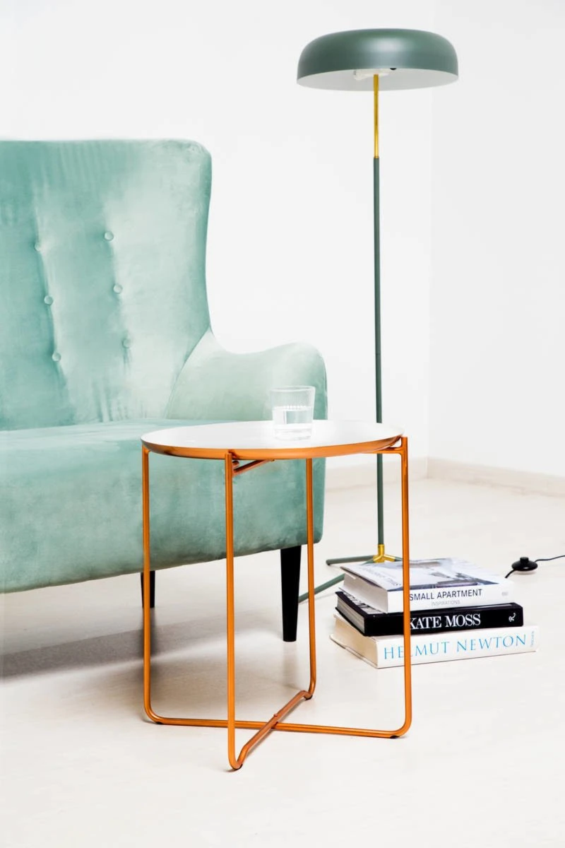 Beistelltisch CHLOE 910 - weiß-kupfer 4 Beistelltisch CHLOE 910 - weiß-kupfer – Bild 4