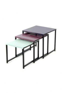 3er-Set Beistelltisch SOUTH 110 - pflaume-grün - 45 cm