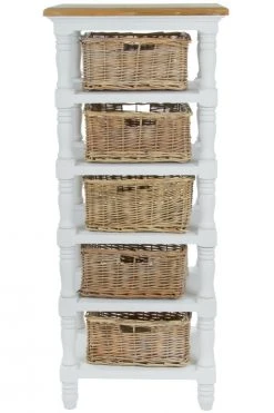 Regal Toscana - weiß - mit Rattankörben