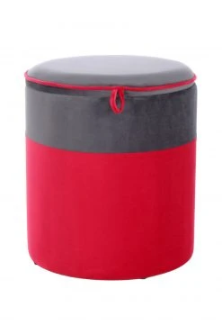 Hocker KASSANDRA 125 - rot-dunkelgrau - mit Stauraum