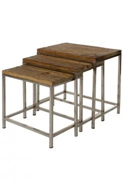 3er-Set Beistelltisch XAVIER - natur - Mango massiv
