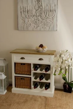 Kommode TOSCANA - weiß-natur - mit Weinablage -Wohnzimmer Verkäufe 9003829400 04 1600Wx1600H