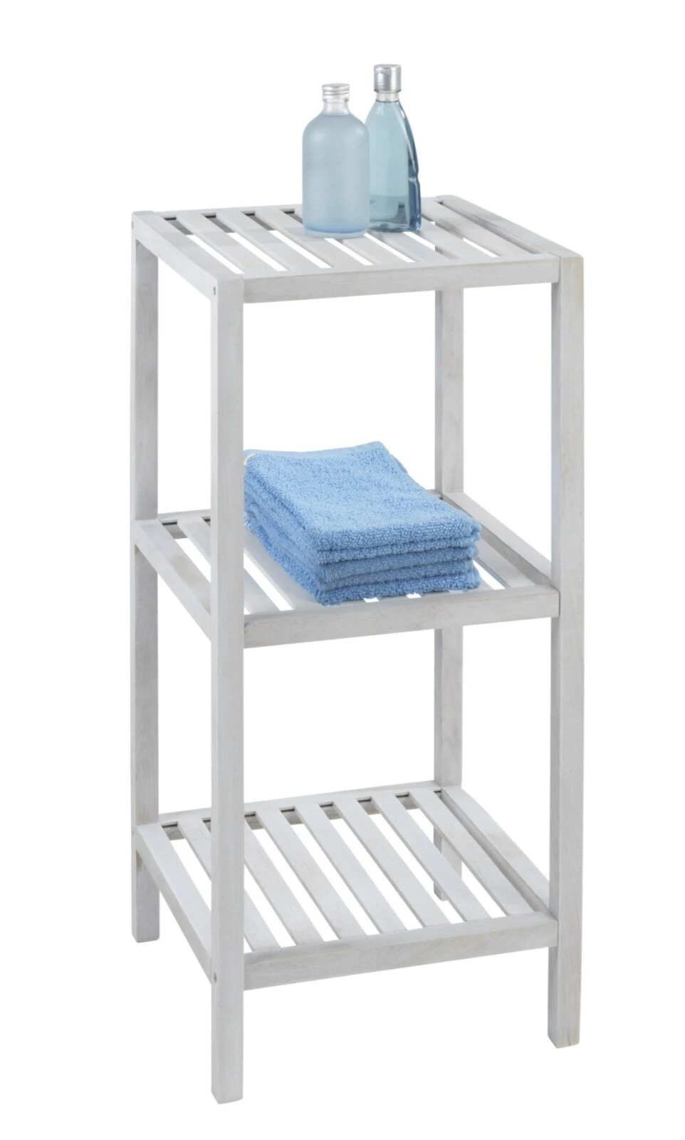 WENKO Badregal NORWAY - weiß - Walnuss massiv - 3 Böden 2 WENKO Badregal NORWAY - weiß - Walnuss massiv - 3 Böden – Bild 2