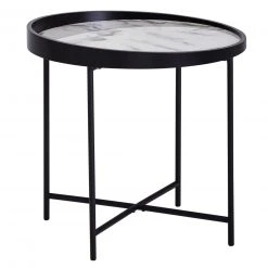 Beistelltisch - schwarz-weiße Marmoroptik - 46 cm