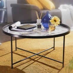 Couchtisch - schwarz-weiße Marmoroptik - 76 cm -Wohnzimmer Verkäufe 9003878800 03 1600Wx1600H