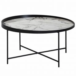 Couchtisch - schwarz-weiße Marmoroptik - 76 cm