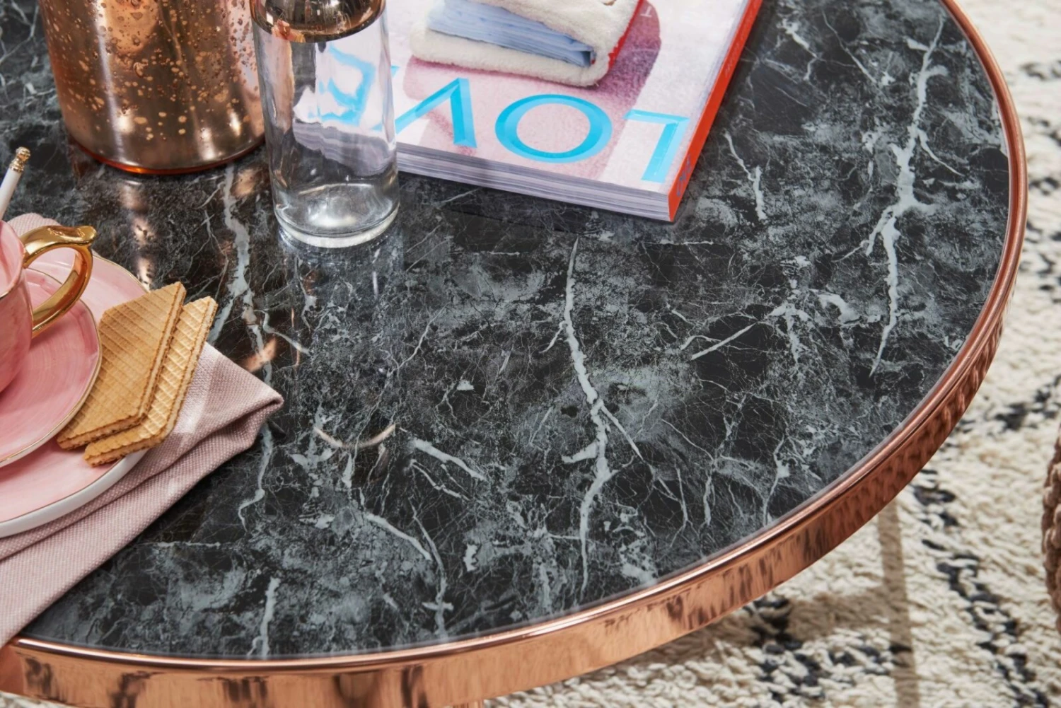 Couchtisch - kupferfarben-schwarze Marmoroptik - 82,5 cm 4 Couchtisch - kupferfarben-schwarze Marmoroptik - 82,5 cm – Bild 4