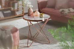 Beistelltisch - kupferfarben-weiße Marmoroptik - 55 cm -Wohnzimmer Verkäufe 9003879400 03 1600Wx1600H
