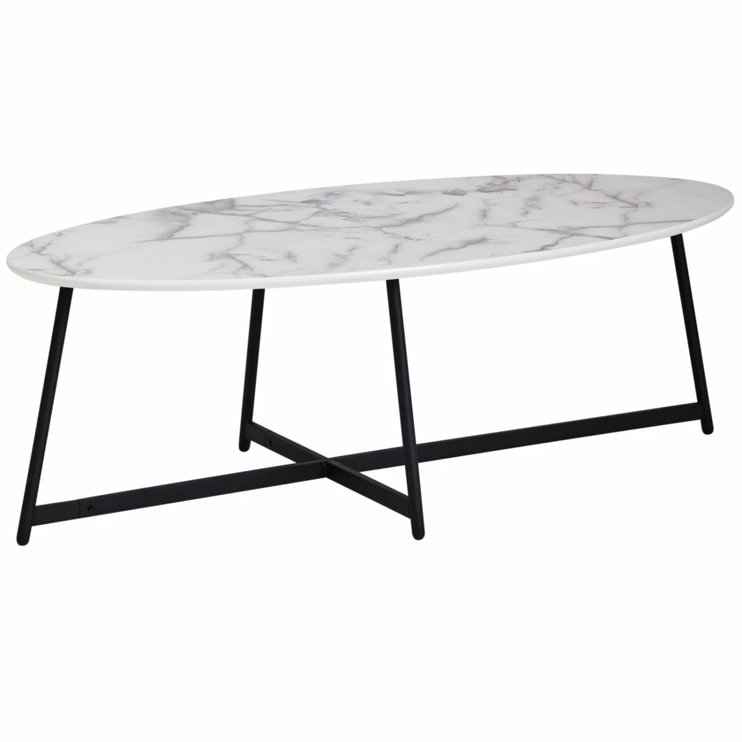 Beistelltisch - schwarz-weiße Marmoroptik - oval - 120 cm 1 Beistelltisch - schwarz-weiße Marmoroptik - oval - 120 cm