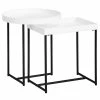 2er-Set Beistelltisch - weiß-schwarz - rund und eckig