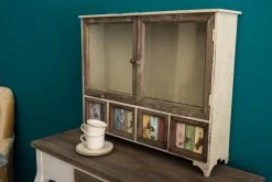 Wandablage VILLE - weiß-braun-bunt - mit 4 Schubladen -Wohnzimmer Verkäufe 9003947000 04 1600Wx1600H