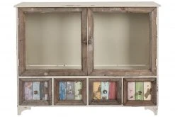 Wandablage VILLE - weiß-braun-bunt - mit 4 Schubladen