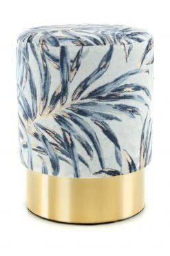 Polsterhocker GIPSY 225 - blau-goldfarben - Leafs - Samt -Wohnzimmer Verkäufe 9003985100 04 1600Wx1600H