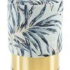 Polsterhocker GIPSY 225 - blau-goldfarben - Leafs - Samt