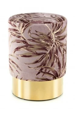 Polsterhocker GIPSY 225 - bordeaux-goldfarben - Leafs - Samt