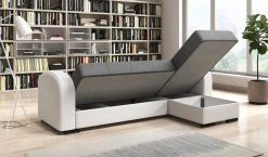 Ecksofa - weiß-anthrazit - mit Schlaffunktion und Bettkasten -Wohnzimmer Verkäufe 9003989100 04 1600Wx1600H