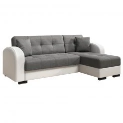 Ecksofa - weiß-anthrazit - mit Schlaffunktion und Bettkasten
