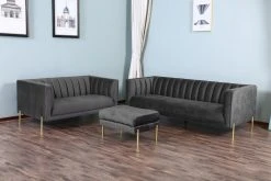 Polsterhocker - grau - Samt -Wohnzimmer Verkäufe 9004003700 04 1600Wx1600H