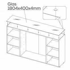 Sideboard - anthrazit - weiß - Glasfronten - 180 cm -Wohnzimmer Verkäufe 9004046900 02 1600Wx1600H