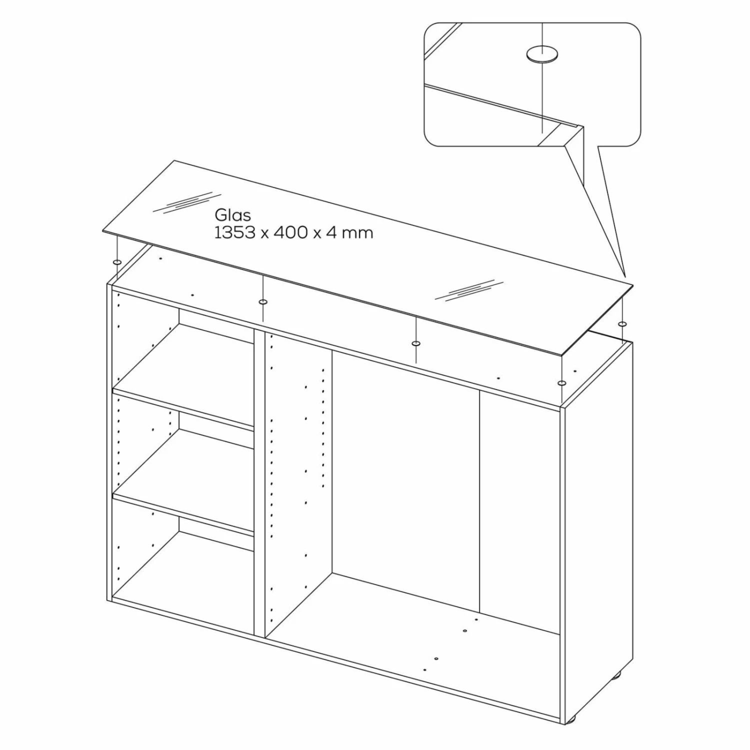 Sideboard - anthrazit - Glas glänzend - 135 cm 3 Sideboard - anthrazit - Glas glänzend - 135 cm – Bild 3